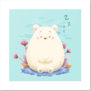 Sleeping Meditation Bear Posters and Art